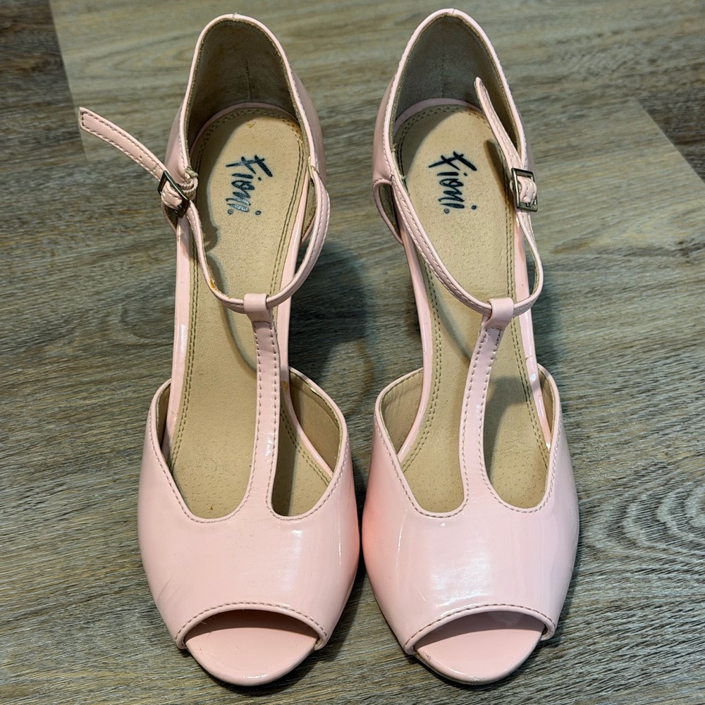 Pink T-Strap Peep-Toe Women’s Heels